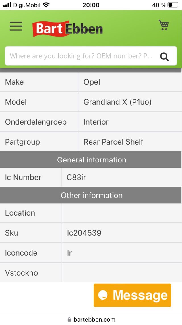 Bandeja maletero opel grandland X