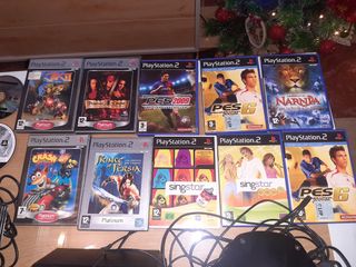 Lote de consola play 2 ,mandos,micro ...