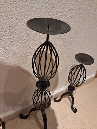 3 Candelabros de forja para decoración