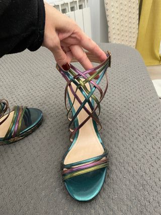 Sandalias Fiesta con cintas y cuña T 40 -  Zara