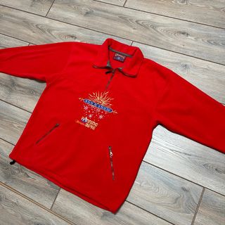 Vintage 80s Embroidered Graphic Fleece Jacket