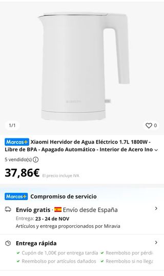 Hervidor de Agua Eléctrico de acero inoxidable