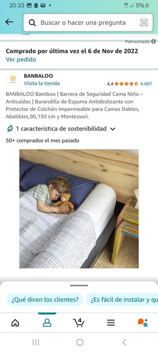 Barrera de seguridad cama ñiñ anticaidas