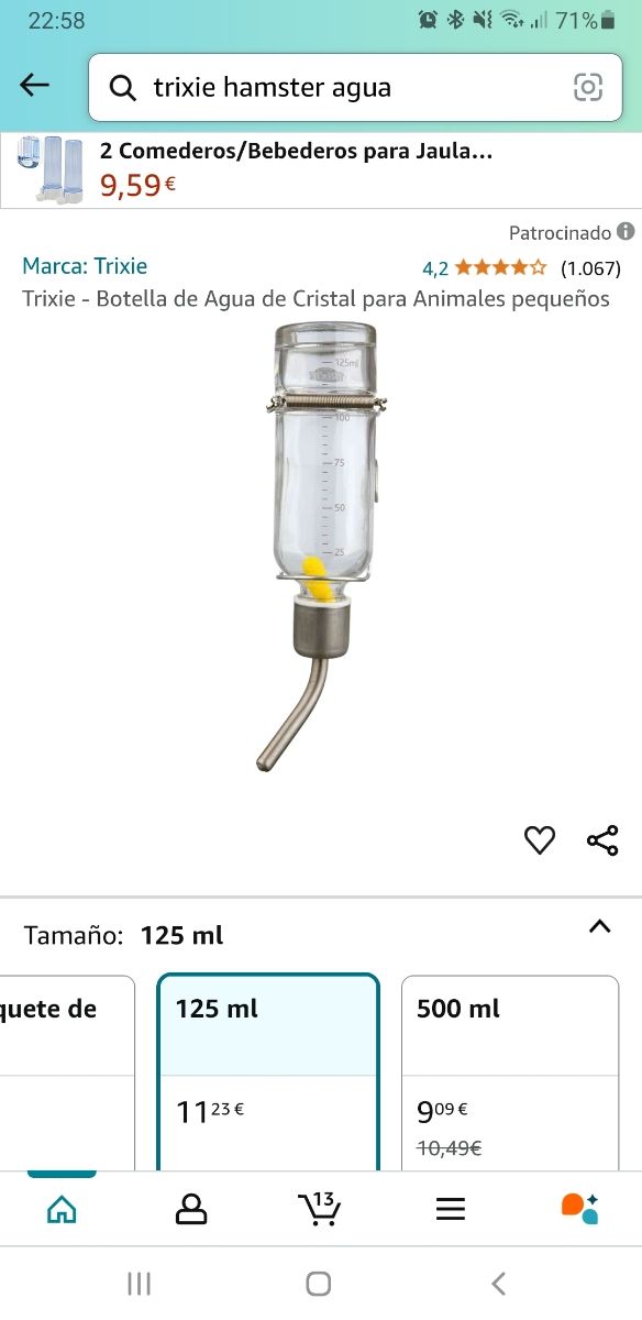 Trixie botella de agua para hamster