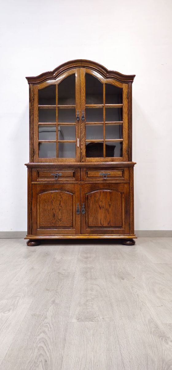 Alacena Rustica de Roble con Vitrina