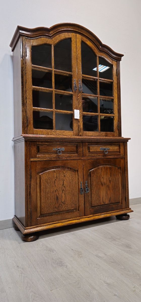 Alacena Rustica de Roble con Vitrina