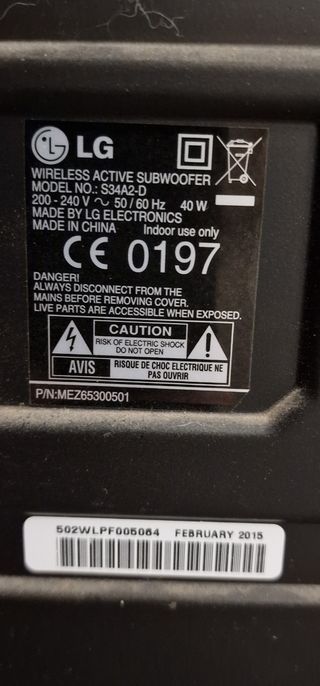 Barra Sonido + Subwoofer LG Modelo 502HZYL116882