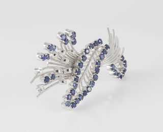 Broche vintage en oro 18k con zafiros y brillantes