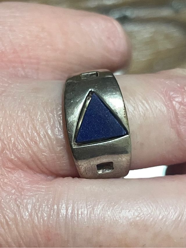 Anillo Plata con Piedra Lapislazuli Triangulo Azul