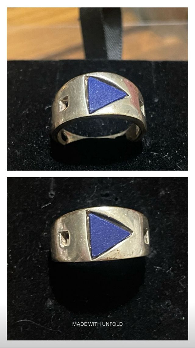Anillo Plata con Piedra Lapislazuli Triangulo Azul