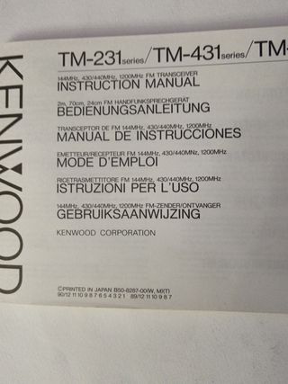 Manuale KENWOOD radio RTX TM231 TM431