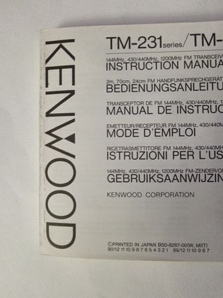 Manuale KENWOOD radio RTX TM231 TM431
