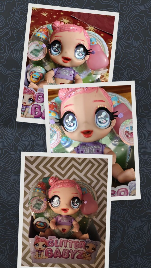Muñeca glitter baby nueva con chupete y biberón