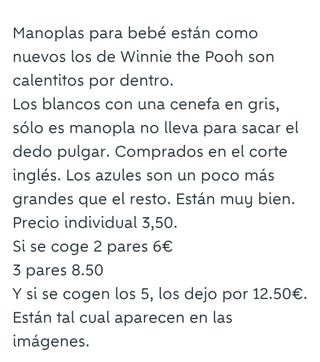 Manoplas  lote de 5 por 12.50 €