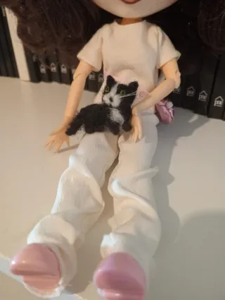Pequeño gatito hecho a mano en su cajita