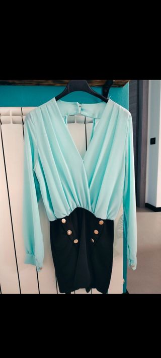 Tutina a maniche lunghe verde-acqua