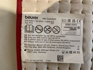 Almohadilla electrica Beurer HK-CONFORT 100W