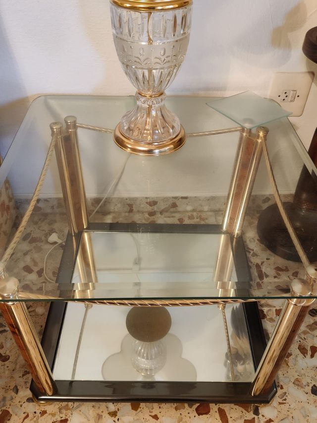 MESA AUXILIAR SALON EN CRISTAL Y ESPEJO