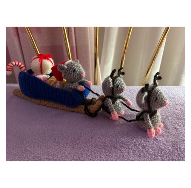 Trineo con Ratones Amigurumi