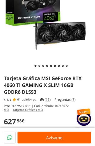 Tarjeta grafica MSI rtx 4060ti