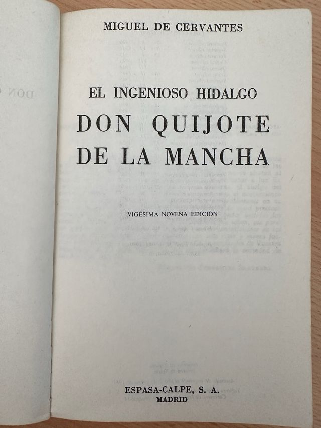 El Ingenioso Hidalgo Don Quijote De La Mancha