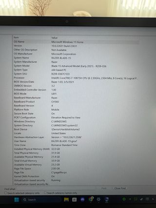 Ordenador Razer Blade 15, i7, 32GB, RTX 3080 
