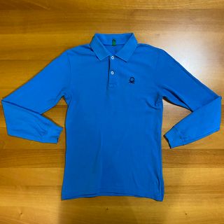 Benetton Maglia Polo Manica Lunga Blu Logo 2XL