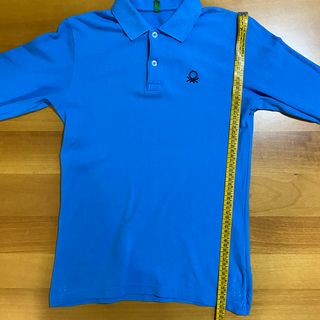 Benetton Maglia Polo Manica Lunga Blu Logo 2XL