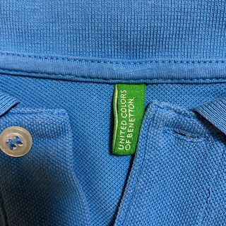 Benetton Maglia Polo Manica Lunga Blu Logo 2XL
