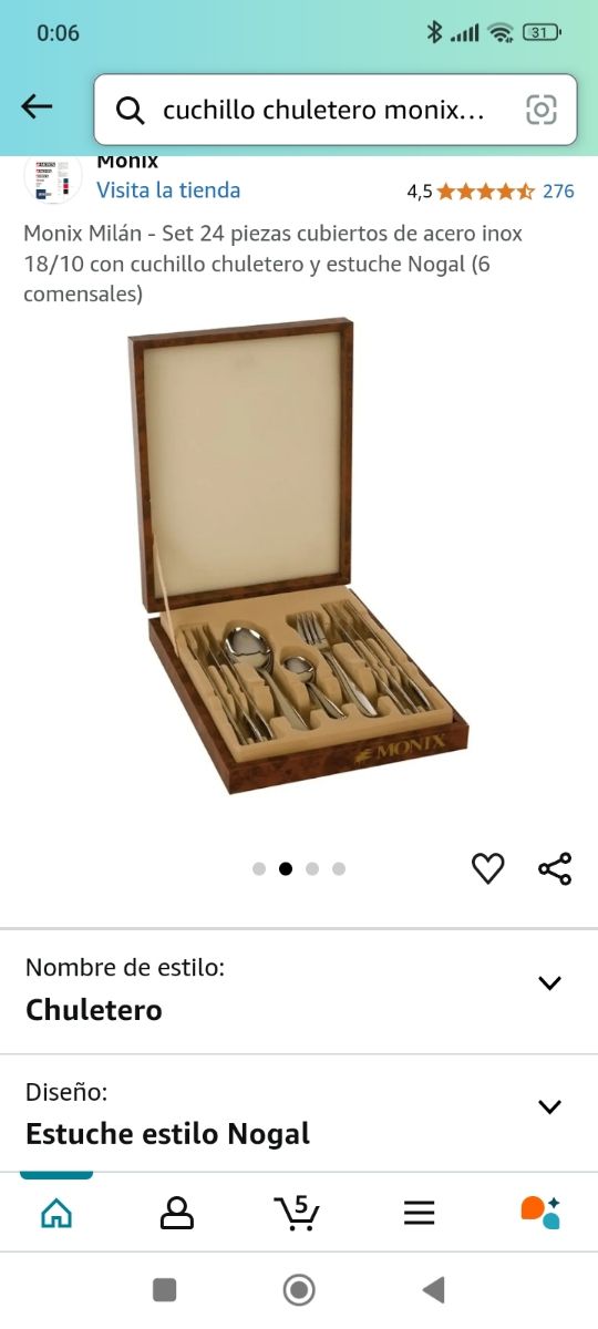 Cubertería 24piezas acero inoxidable