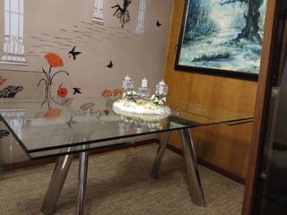 Mesa cristal y acero