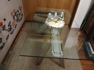 Mesa cristal y acero