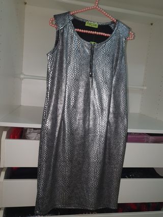 Vestido fiesta plateado El Corte Ingles