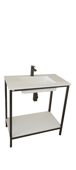 Mueble de lavabo corian acero inoxidable