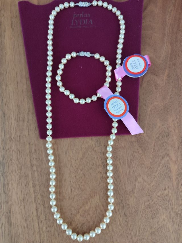 Conjunto collar y pulsera perlas Mallorc