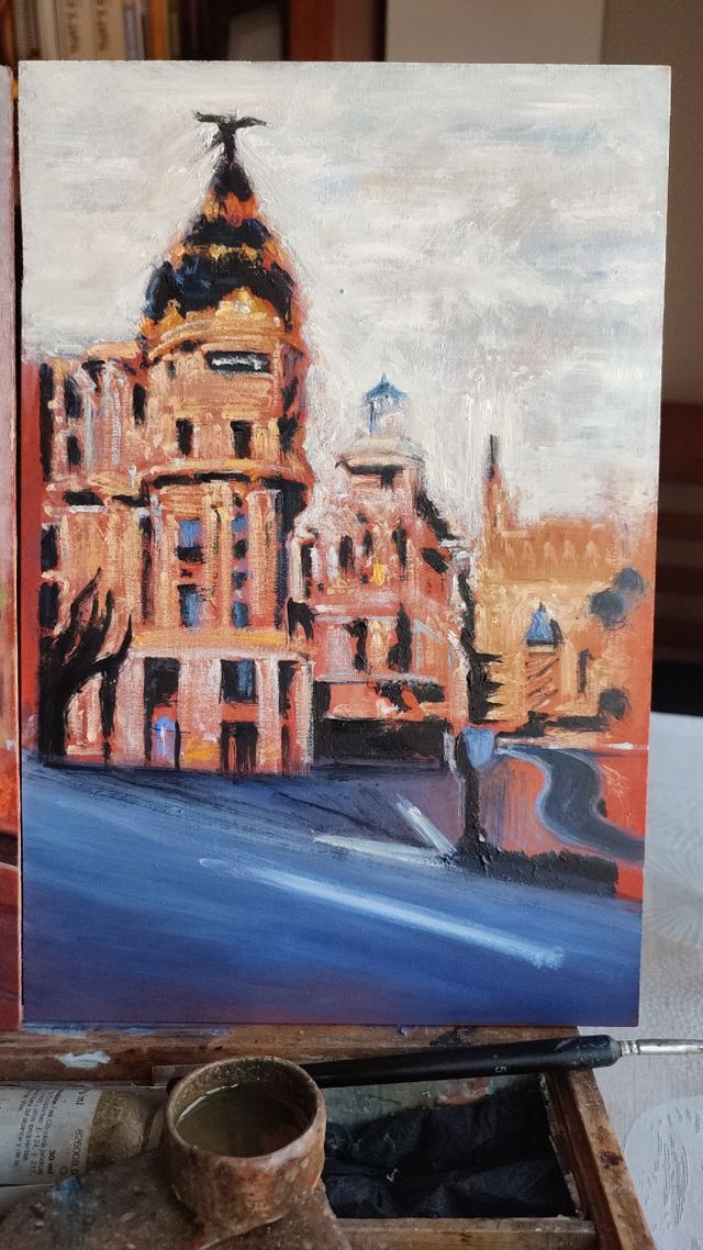 Óleo sobre tabla Madrid metropolis