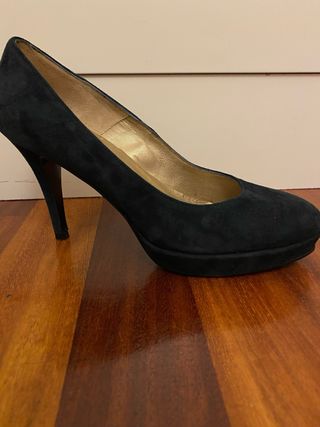 Zapato salón de ante azul marino n°38