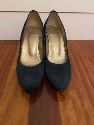 Zapato salón de ante azul marino n°38