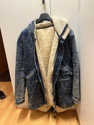Chaqueta larga vaquera con borrego