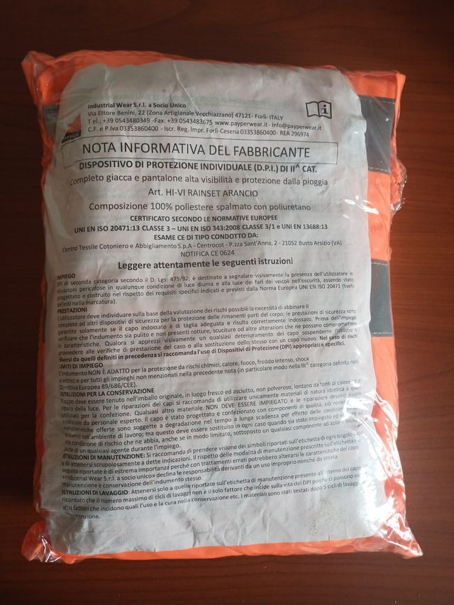 Completo antipioggia alta visibilità