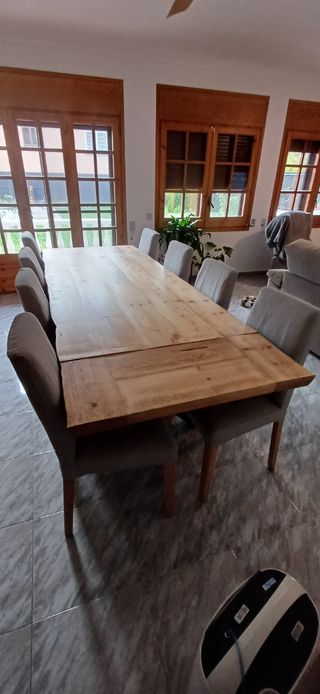 Mesa madera wabi sabi rústica extensible