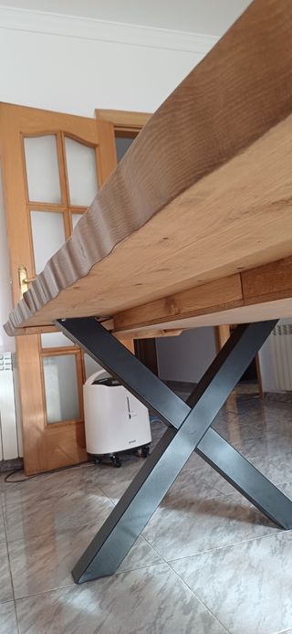 Mesa madera wabi sabi rústica extensible