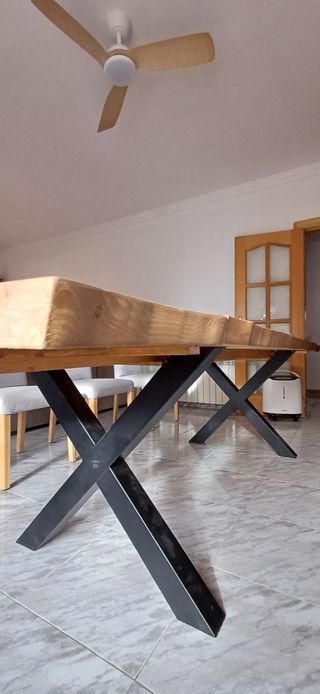 Mesa madera wabi sabi rústica extensible