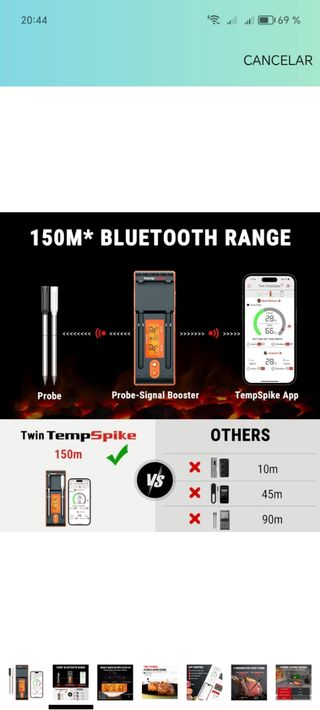 Termómetro Bluetooth con sonda dual