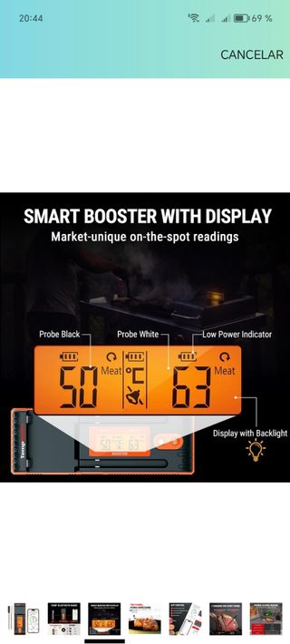 Termómetro Bluetooth con sonda dual