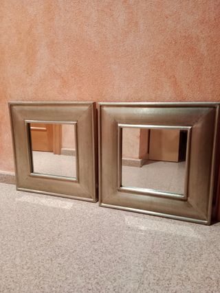 Dos Cuadros con espejo, en plata