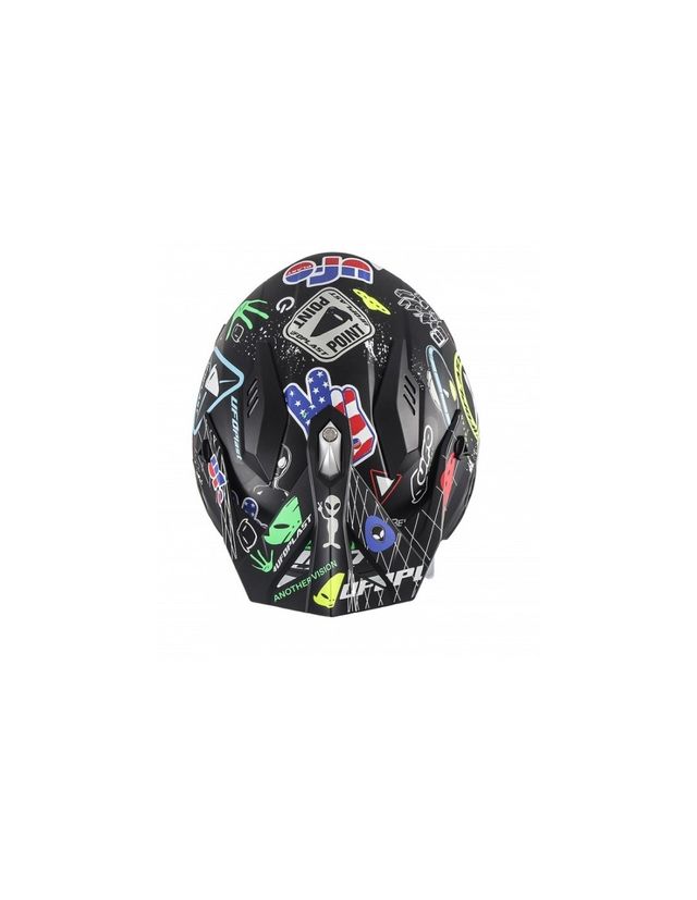 casco moto jet trial ufo sharatan logos negro mate
