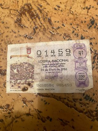 Decimo de loteria antiguo