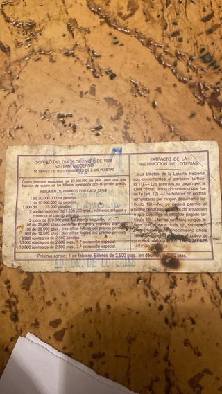 Decimo de loteria antiguo