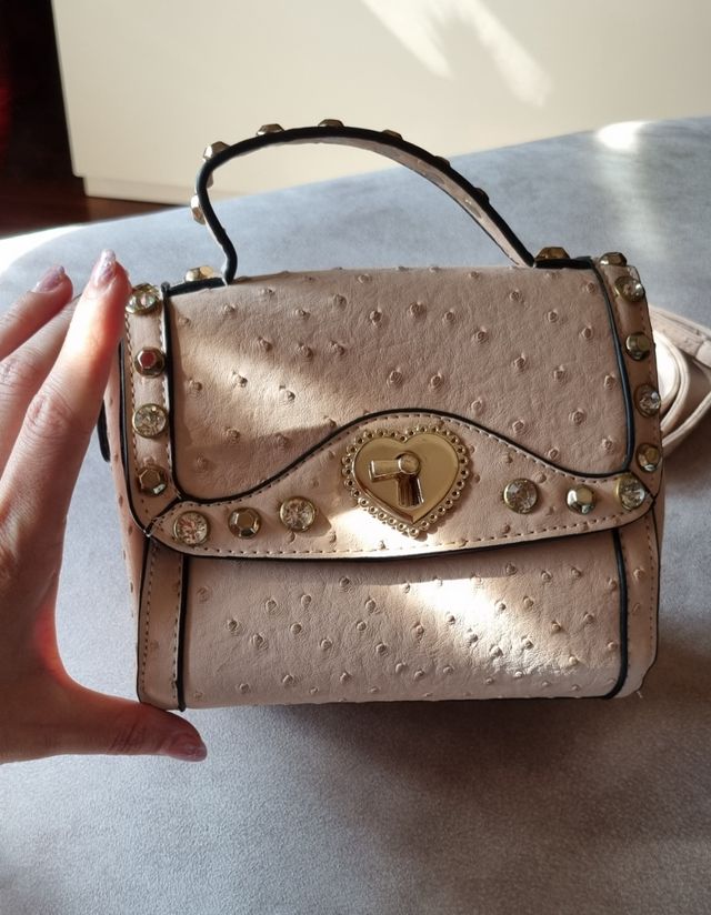 Borsa bauletto similpelle rosa cipria